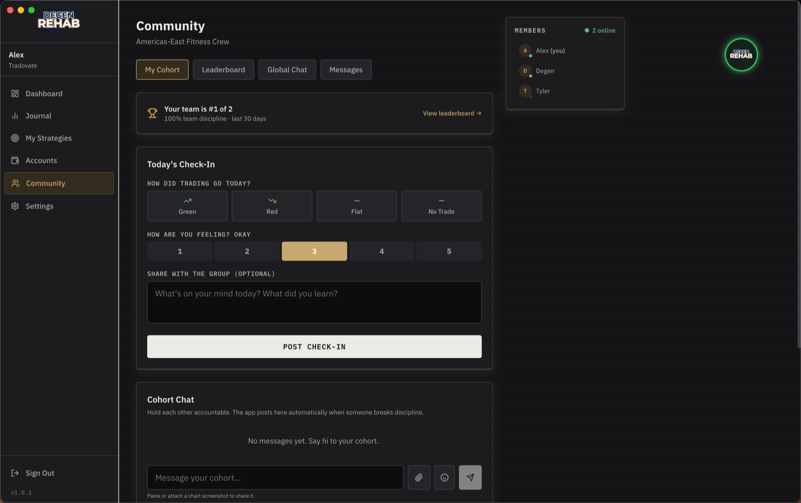 Community, My Cohort tab