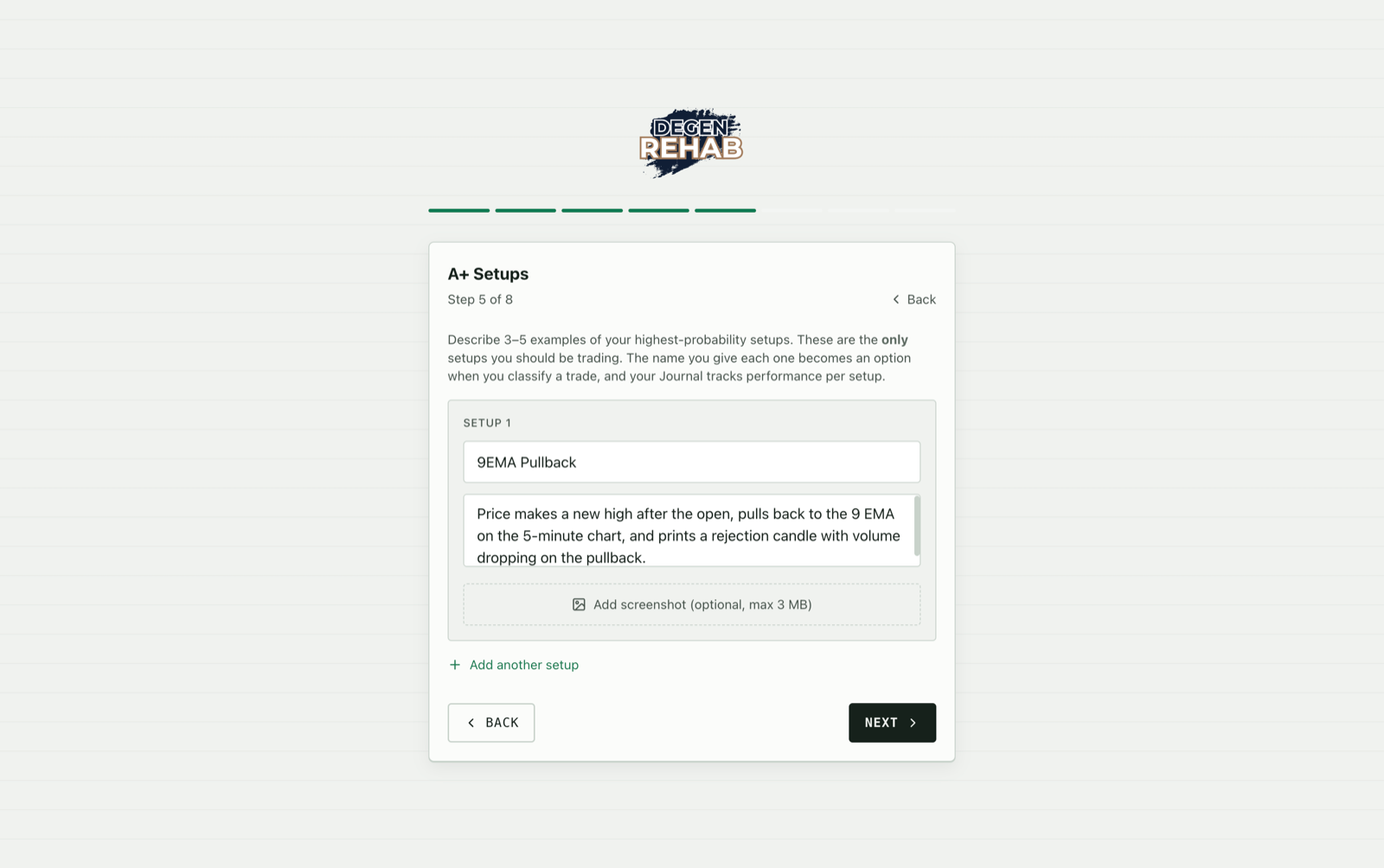 Onboarding step 5, A+ Setups