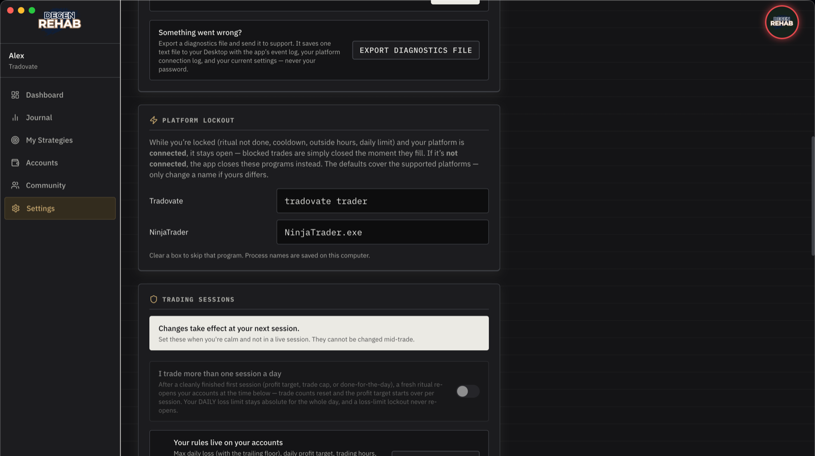 Platform Lockout panel